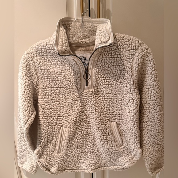 Cuddly Sherpa Other - Girls Cream Sherpa cuddly quarter zip Sweater